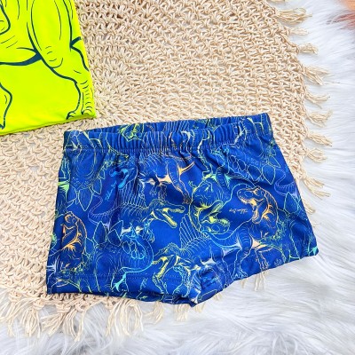Linha Praia - Conj. Blusa Manga Longa Dino Rex e Sunga com Proteção UV50+ - Verde Fluorescente 